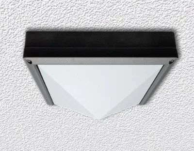 10W LED Wand/Deckenleuchte  grau quadr. pyr. Warm Weiß  / 2700-3200K 450lm 230VAC IP54 120Grad — Bild 2