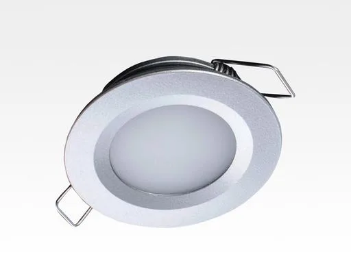 2W LED Einbau Downlight silber rund Warm Weiß 1,5m Kabel / 2700-3200K 180lm 24VDC IP65 120Grad