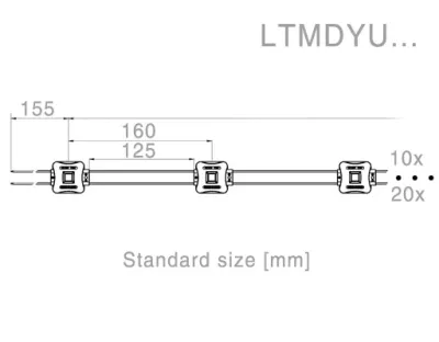 7,2W LED Kette mit 10 Modulen Tageslicht Weiss 115Grad / 5500-6500K 12VDC 48lm/Modul IP65 — Bild 2