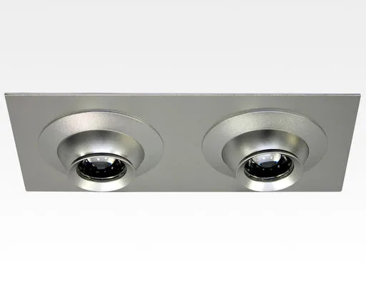 6W LED Fokus Doppel Einbauspot silber rechteckig Neutral Weiß / 4000K 400lm 230VAC 10-60Grad -Ausstellungsstück mit kleinen Schönheitsfehler