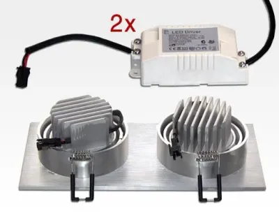 6W LED Einbau Spotleuchte Alu gebürstet rechteckig Warm Weiss / 2700-3200K 1170lm 230VAC IP40 35Grad -Ausstellungsstück mit kleinen Schönheitsfehler — Bild 5